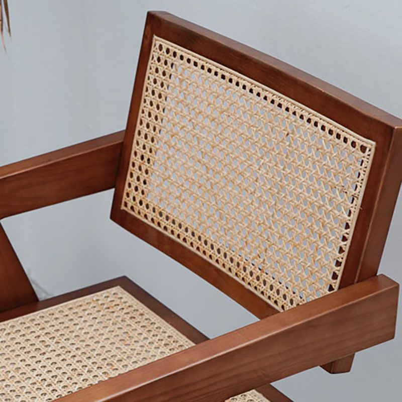 Silla de comedor de madera escandinava, cafetería, sillas de comedor con respaldo abierto y brazo (juego de 2)