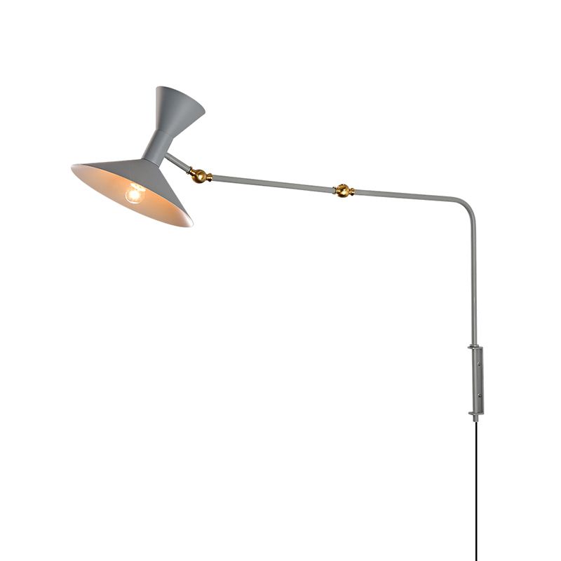 Nordic Metal Wall Light Conical Shade 2 Lights Adjustable Wall Sconce for Living Room