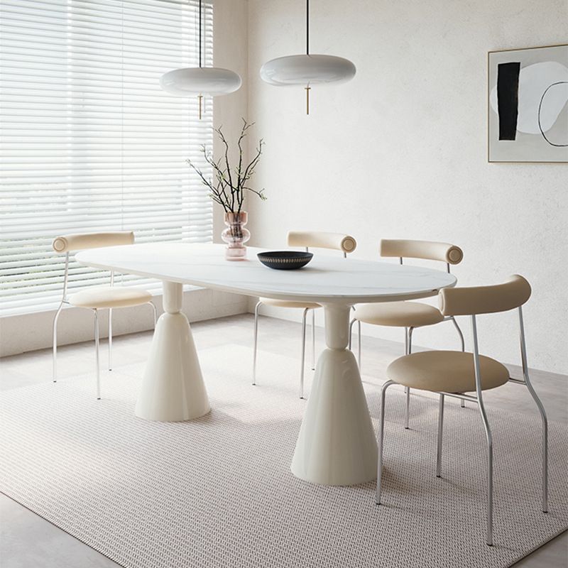 Modern Kitchen Dinner Table Oval Double Pedestal Dining Table