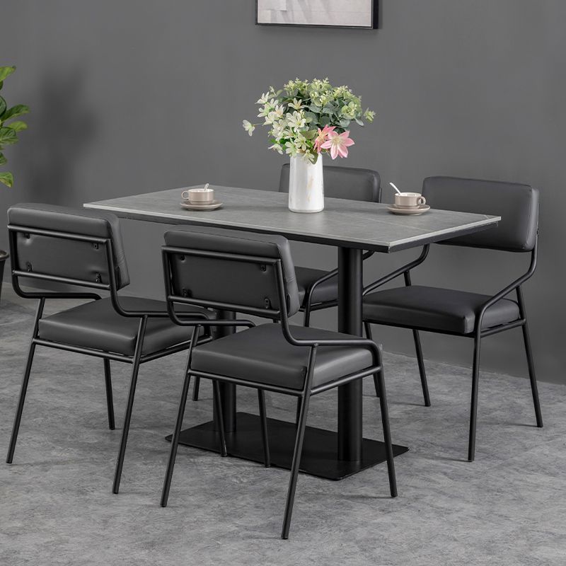 Industrial Dining Room Table Sintered Stone Table with Black Base for Home Kitchen Dinner