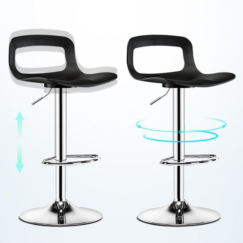 Plastic Low Back Barstools Adjustable Height Bar Stools with Metal Base