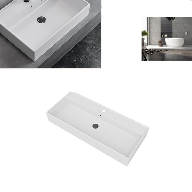 White Rectangular Trough Bathroom Sink Modern Trough Bathroom Sink