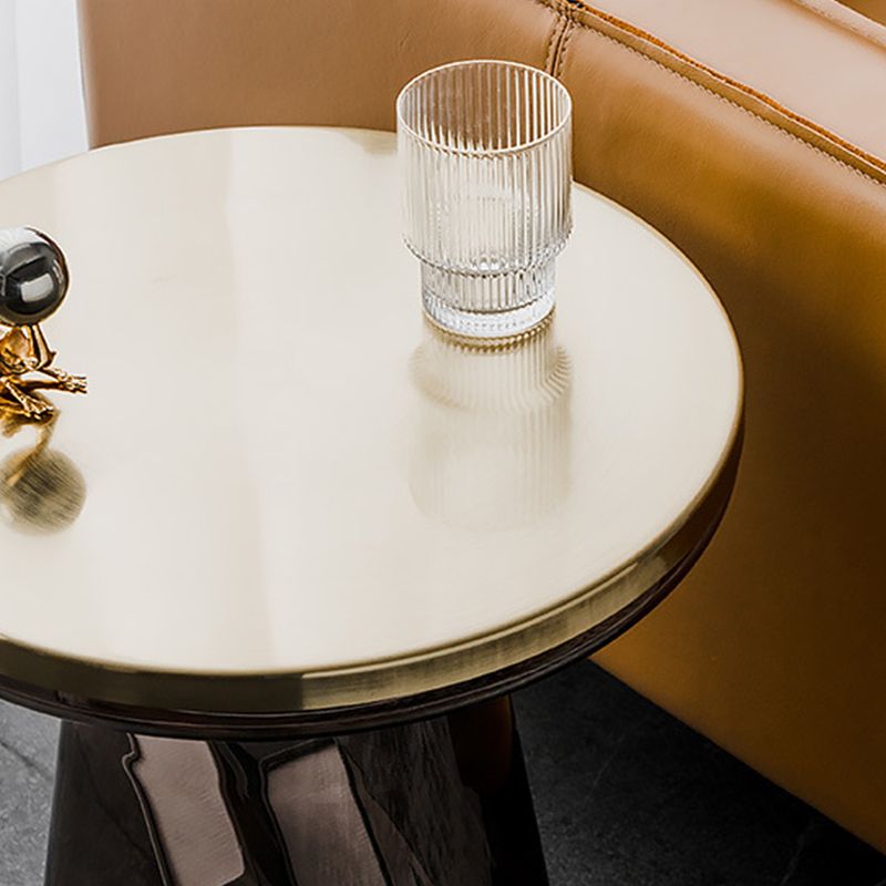 Pedestal Glass End Table Metal Top Round Side Table - 18.11" W x 18.11" D x 20.87" H