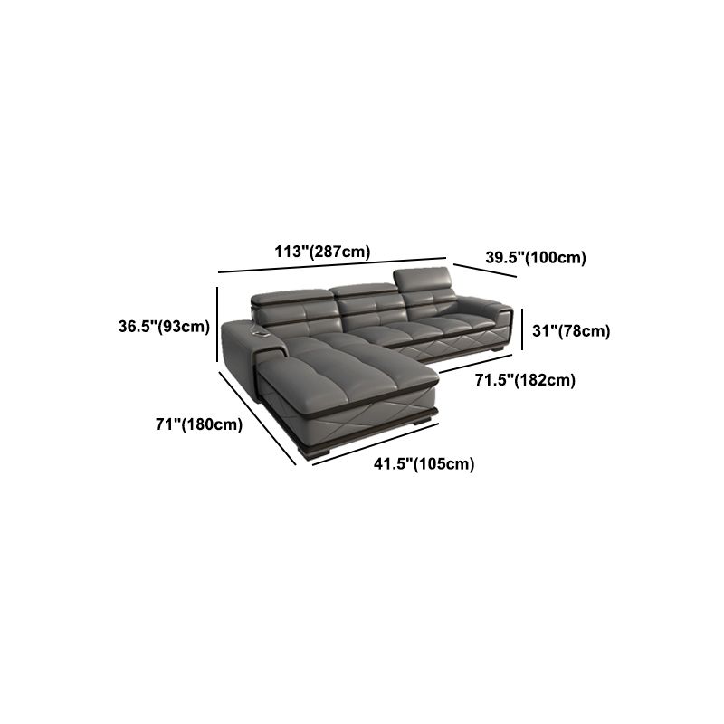 Modern Sofa Bed Leather Upholstered Grey Latex/sponge Upholstered Solid Wood Frame Sofa