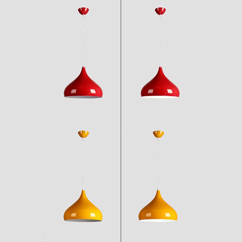 Metal Hanging Light Nordic Style Macron Color Pendant Light Conical Shape Hanging Light for Kitchen