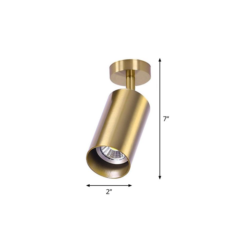 Metal Cylindrical LED Spotlight Post-Modern Gold Finish Semi Flush Mount Ceiling Light for Salon