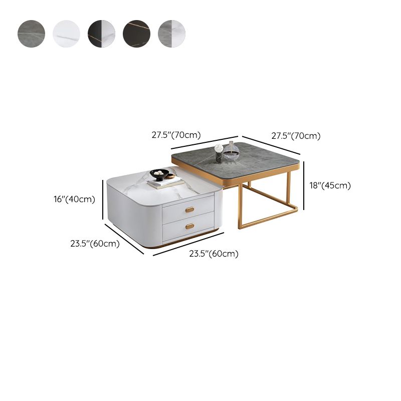 Square Coffee Table Glass Top Coffee Table Set for Living Room