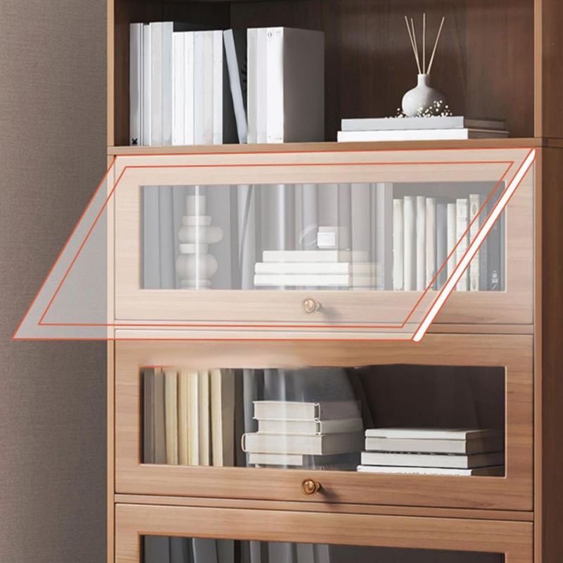 Contemporary Barrister Brown Bookshelf Engineered Wood Closed Back Shelf with Door