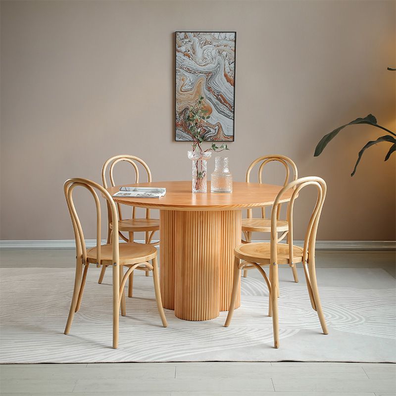 Round Dining Table Set 1/2/5/7 Pcs Pine Solid Wood Dining Table and Chairs