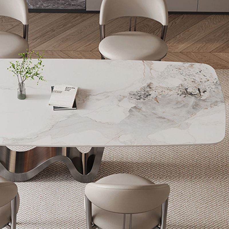 Kitchen Dinner Table Dining Room Stone Rectangle Dining Table