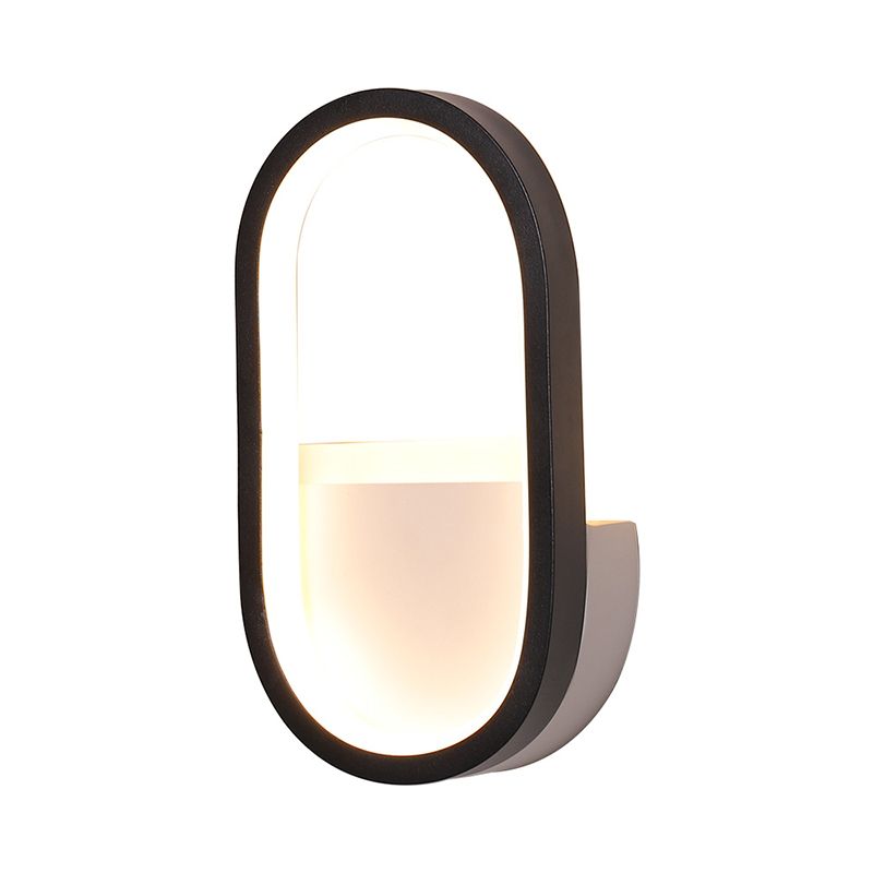 Aluminum Ellipse Mini Wall Lamp Simplicity White/Black LED Sconce Light Fixture in Warm/White Light