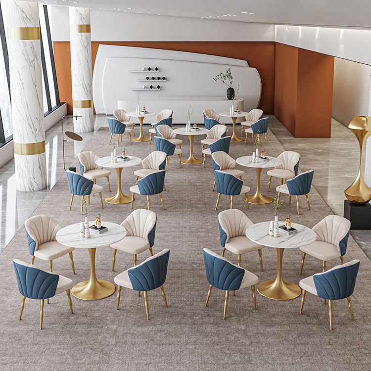 Scandinavian Kitchen Dining Room Set with  Sintered Stone Top and Metal Base Dining Set