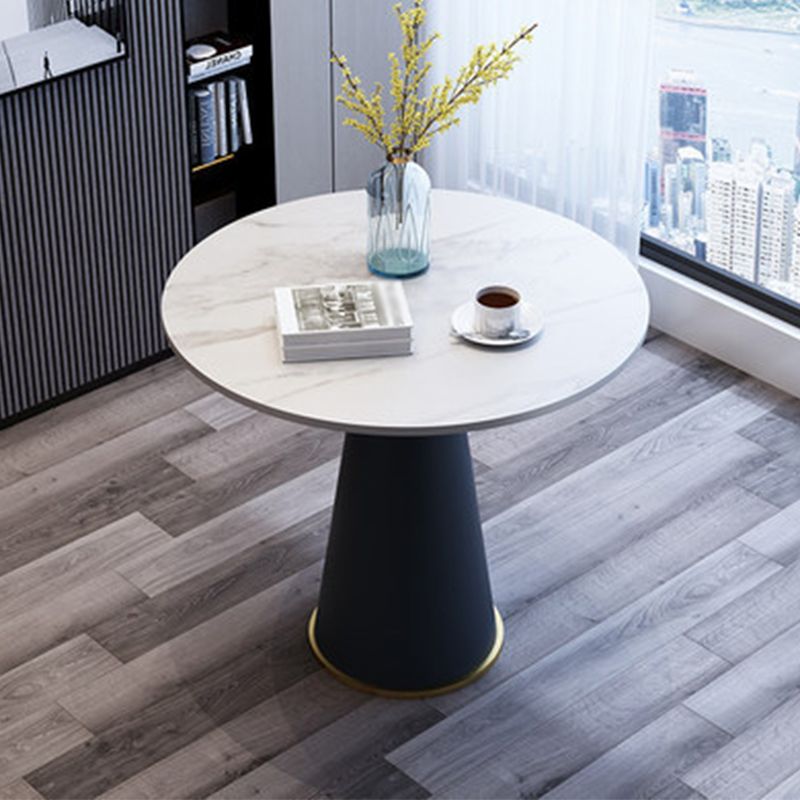 Modern Style Single Leg Base Solid Color Round Top Slate Coffee Table