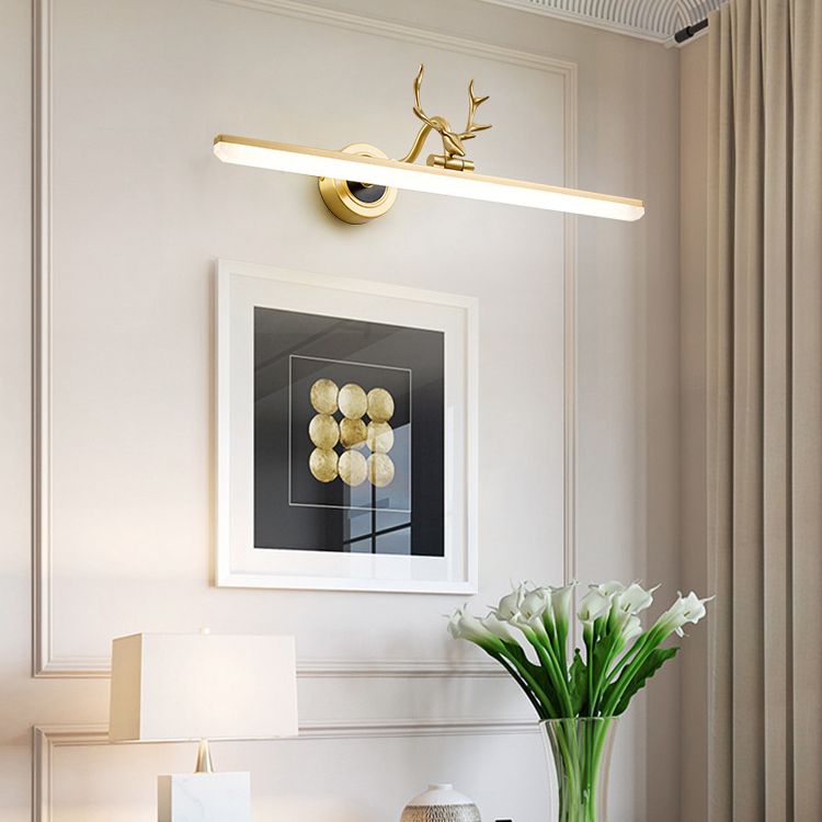 Linear Shape Wall Lighting Postmodern Style Metal 1 Light Sconce Lamp for Shower Room