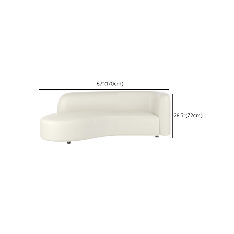 White Cushion Back Sofa Curved Corner Loveseat for Living Room