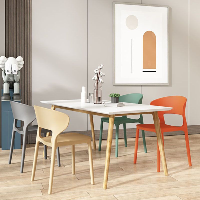 Sillas de comedor estilo Glam, silla lateral sin brazos de comedor de plástico para cocina