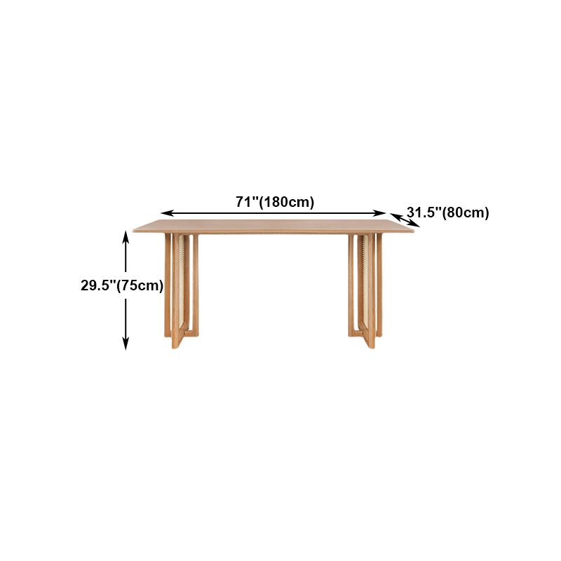 Modern Oak Table for Restaurant Rectangle Dining Table with Double Pedestal