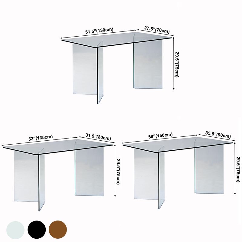 Rectangle Double Pedestal Home Furniture Clear Glass Dining Room Collection