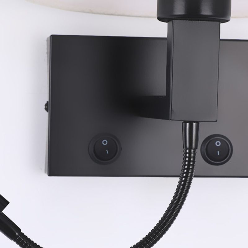 Modern Cylinder Wall Light Fixture Fabric 2 Lights Wall Sconce for Bedroom