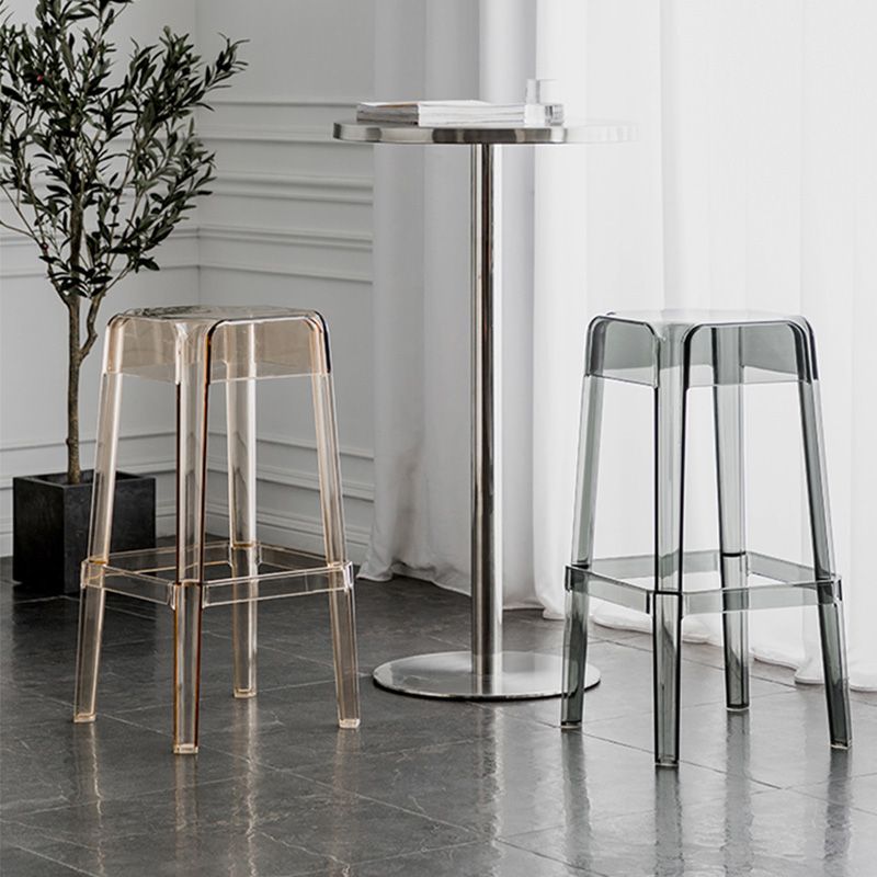 30" Height Backrest Armless Counter Stool Industrial Plastic Bistro Bar Chair with 4 Legs
