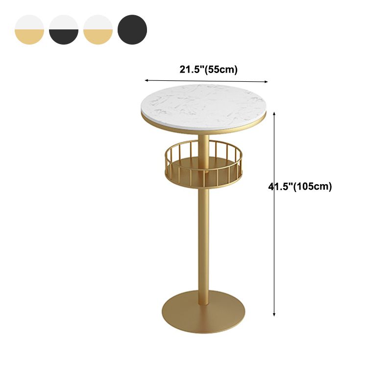 Glam Faux Marble Bistro Table Indoor Iron Single Pedestal Bar Dining Table Fixed Table