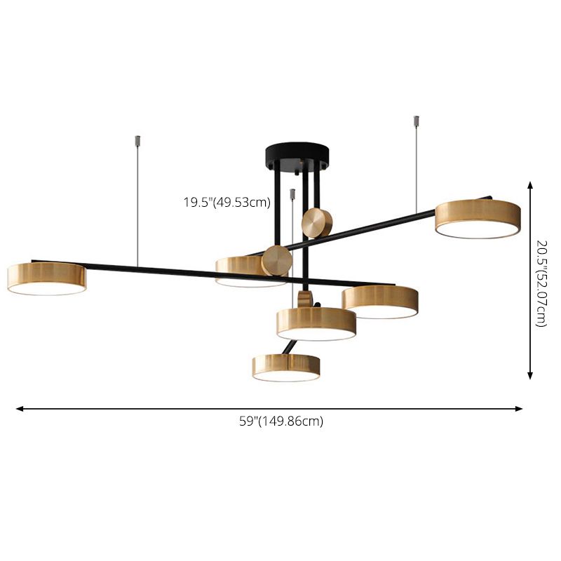 Postmoderne sputnik suspensielamp acryl 6-licht woonkamer kroonluchter met ronde acrylschaduw in goud