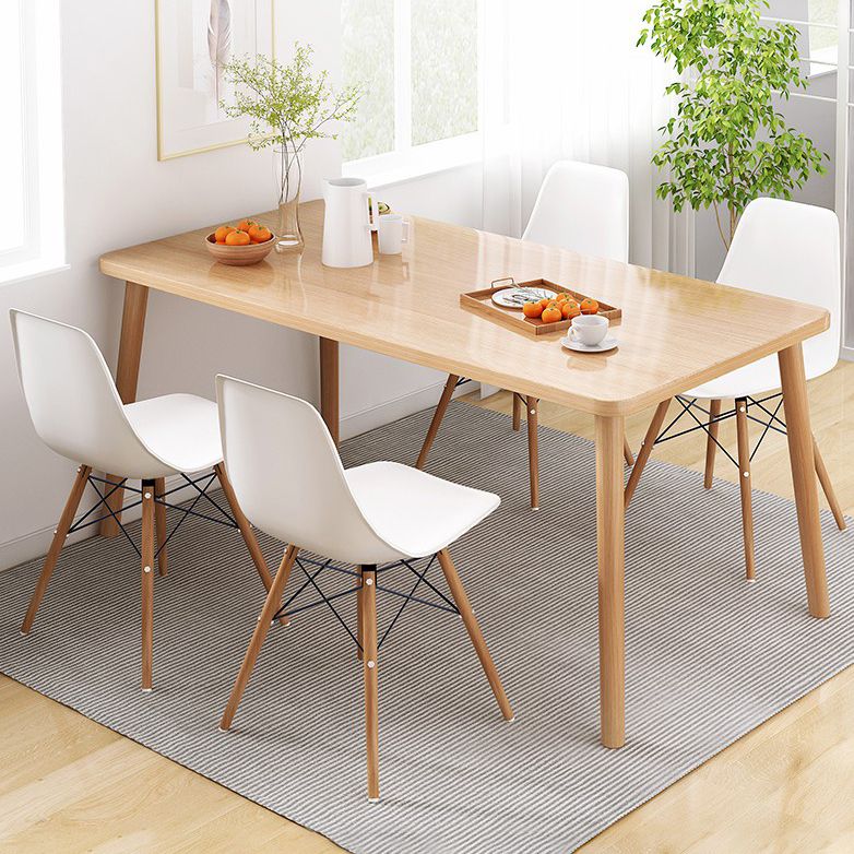 Standard Height Wooden Top Dining Set with 4 Light Brown Wood Legs for Dining Furniture