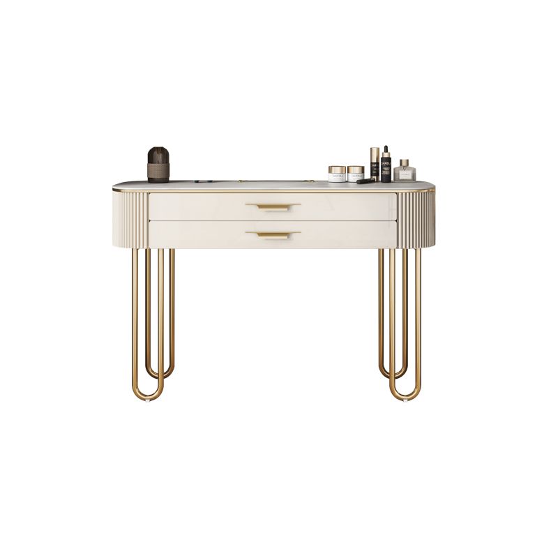 Stone Top Makeup Vanity Metal and Engineered Wood Dressing Table