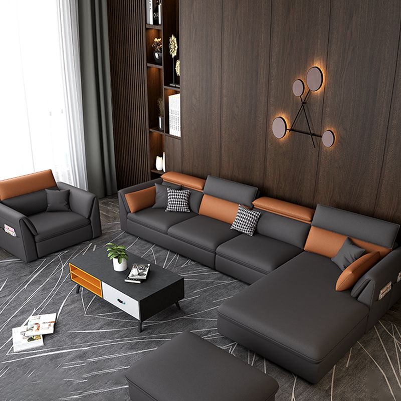 Moderno divano braccio top con cuscinetto in vetro in pelle con pentola con cuscinetto