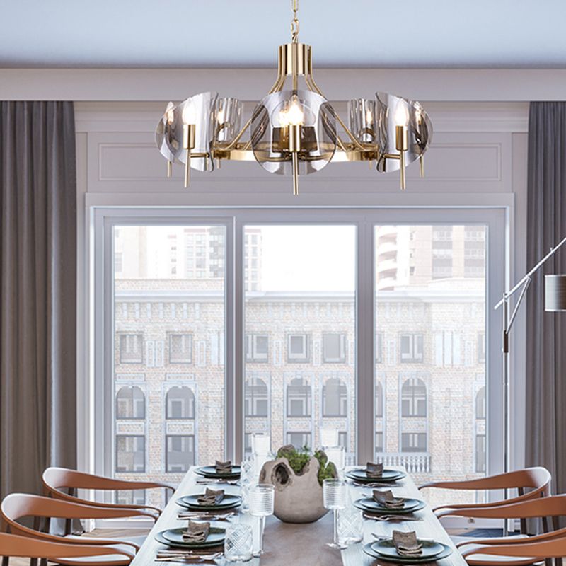 Modern Style Chandelier Light Fixture Round Shape Glass Hanging Light for Living Room