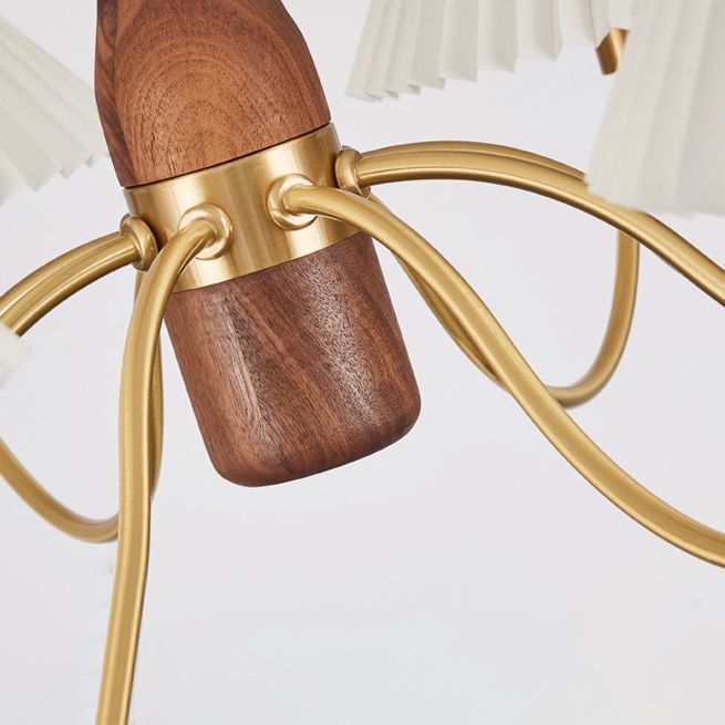 Fabric Wood Pendant Light Cone Contemporary Ceiling Light for Living Room