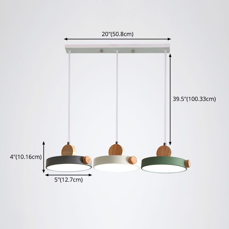 Acrylic Circular LED Hanging Lamp in Modern Concise Style Iron Macaron Pendant Light for Dining Room