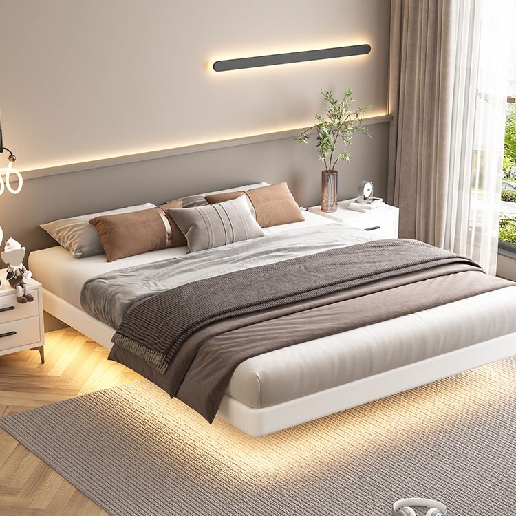 Contemporary Platform Bed Wood and Upholstered Platform Bed Frame with Metal Legs