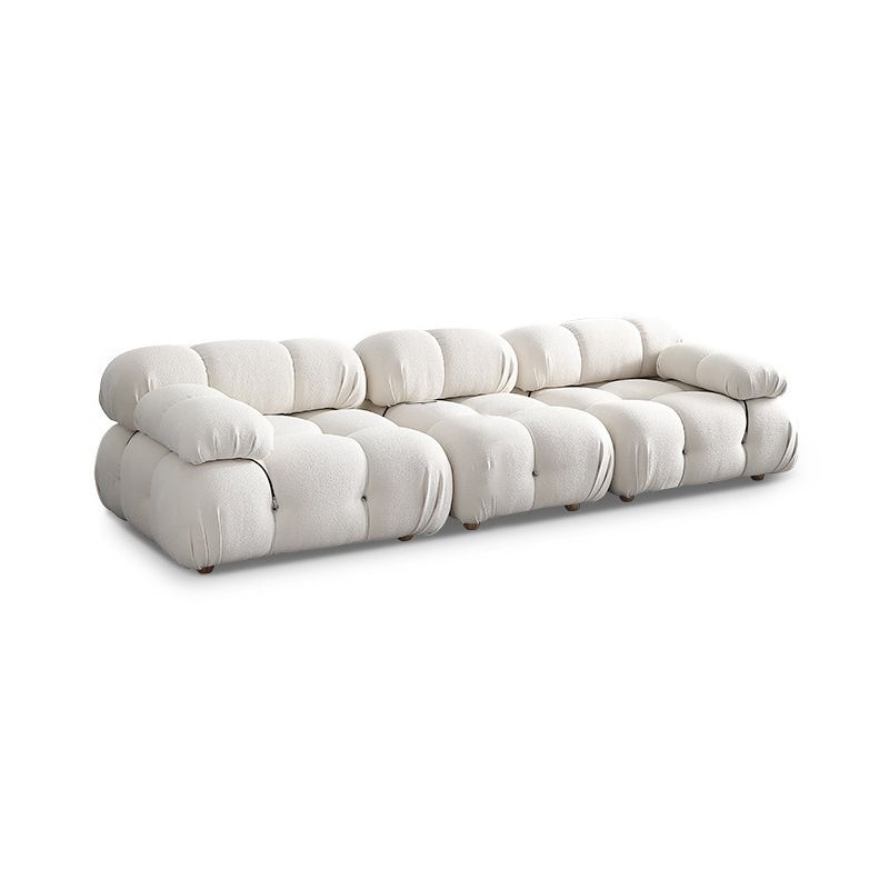 Tufted Sofa Contemporary Pillow Top Arm Tight Back Sofa in Cream
