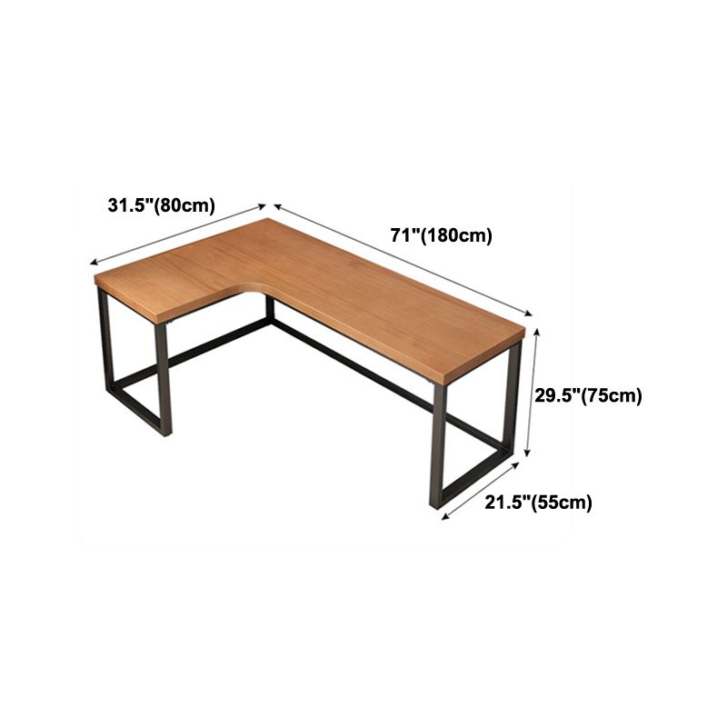 L-Shaped Modern Study Table Fixed Writing Table of Pinewood Solid Wood without Cabinet