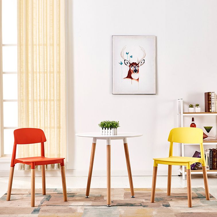 Modern Style Plastic Dining Chair Open Back Dining Side Chair for Kitchen
