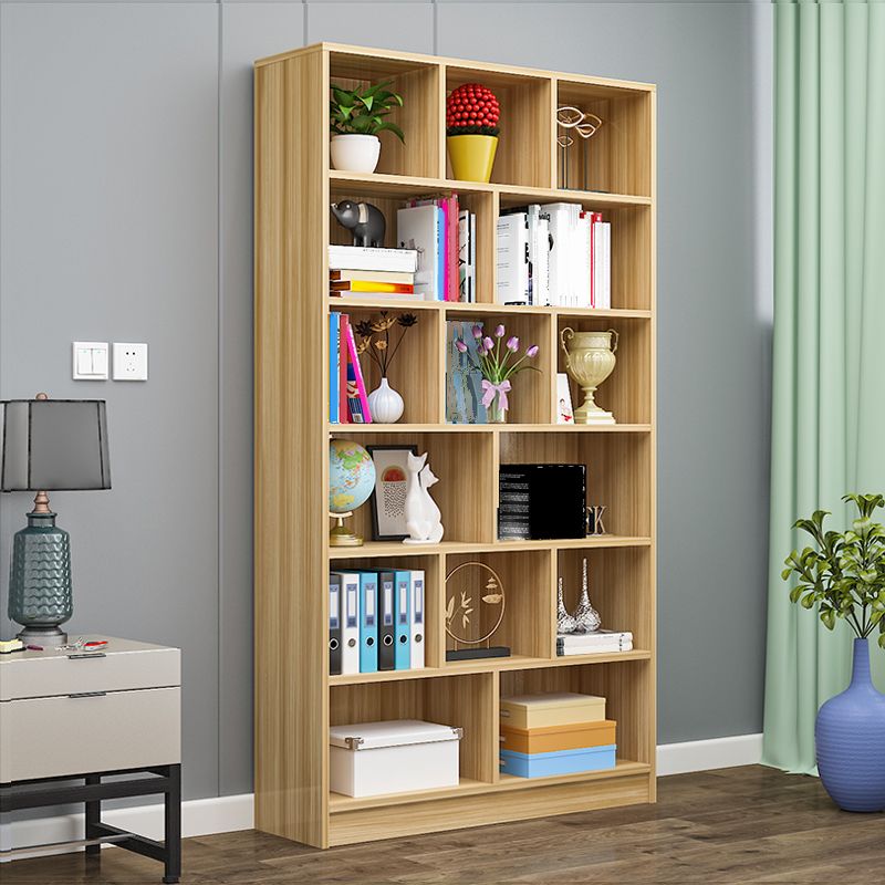 71" H X 9.5" W Modern Bookshelf Wooden Closed Back Bookcase with Rectangular Shelves