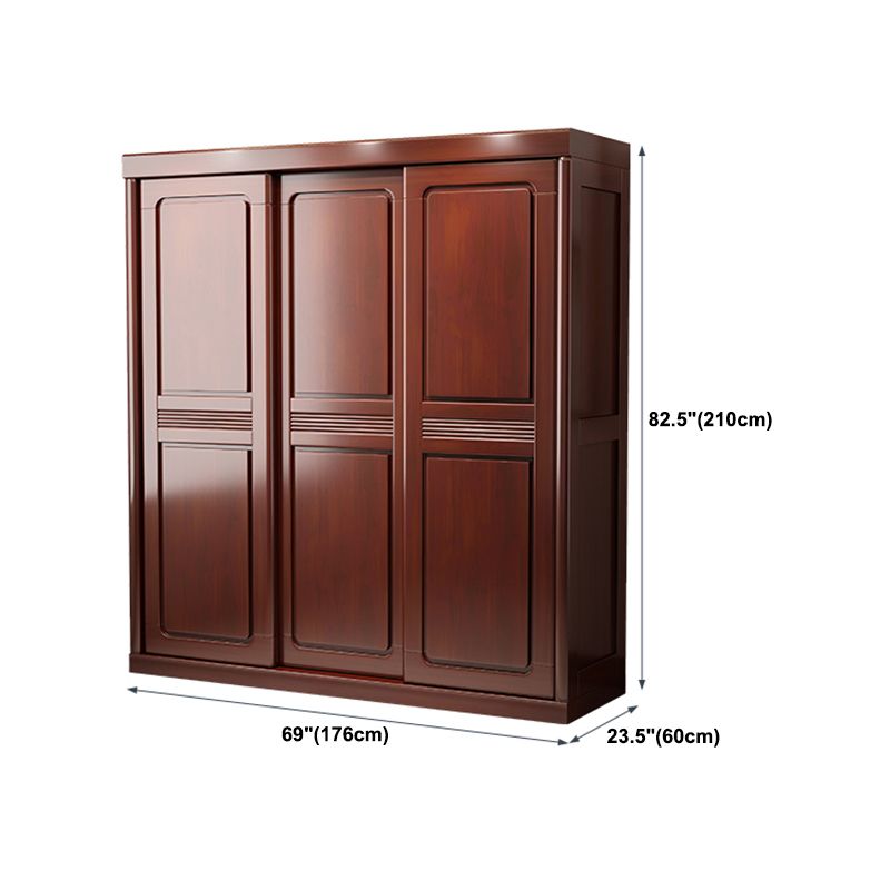 Traditional Wardrobe Cabinet Rubberwood Brown Wardrobe Armoire