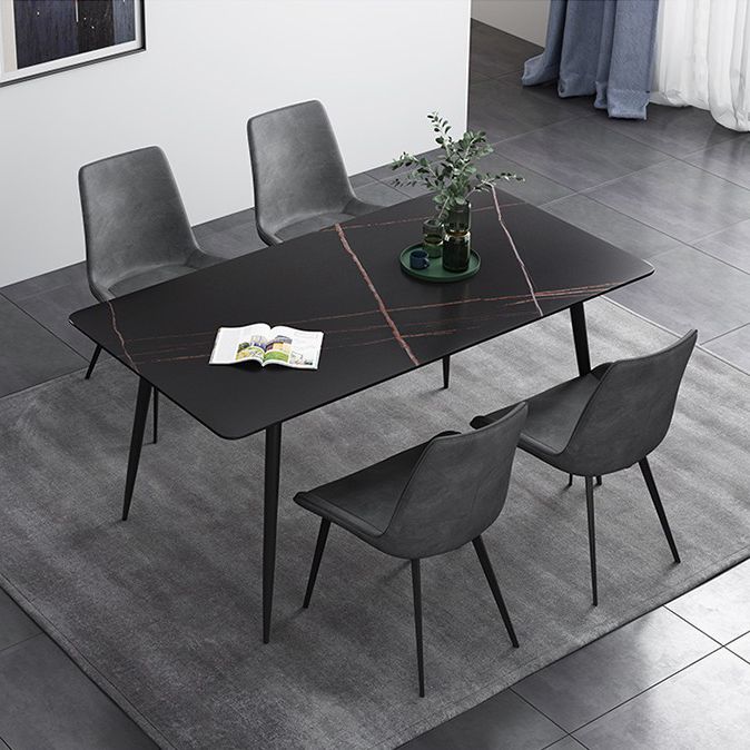 Rectangle Shape Industrial Style Dining Table Sintered Stone Fixed Table for Restaurant