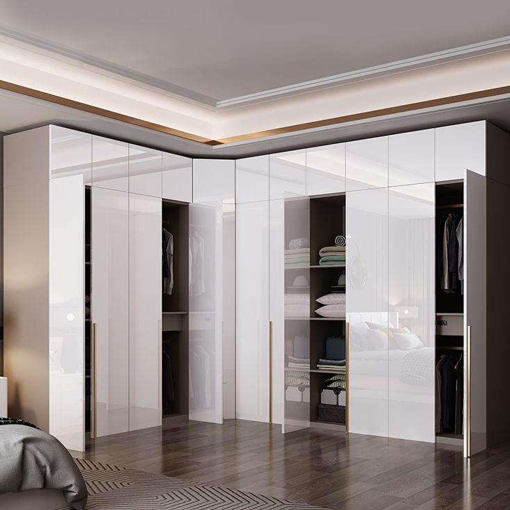 Contemporary Wooden Wardrobe White Colour Soft Close Door Wardrobe Closet