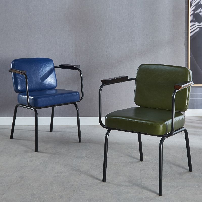 Chaise de salle à manger industrielle en métal, finition métallique, fauteuil de salle à manger Parsons