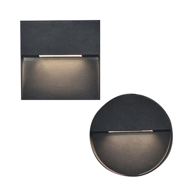 LED Porch Wall Sconce Lamp with Round/Rectangle Aluminum Shade Black Sconce Lighting in White/Warm Light