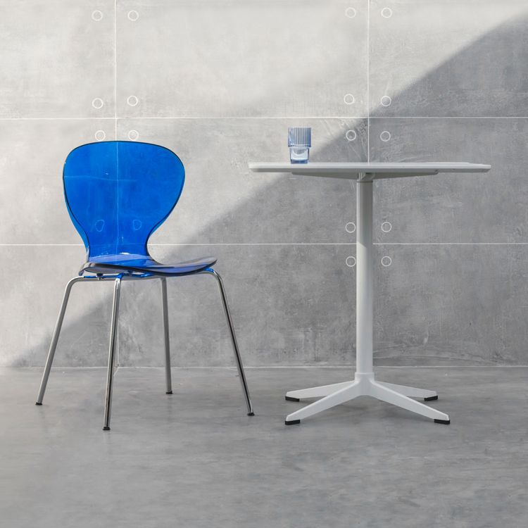 Contemporary Style Metal Chairs Set Solid Back Side Kitchen Dining Chair