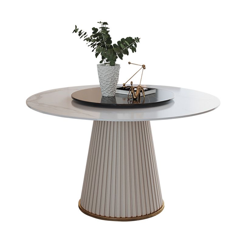 Contemporary Dining Round Table Sintered Stone Table with Metal Legs for Home