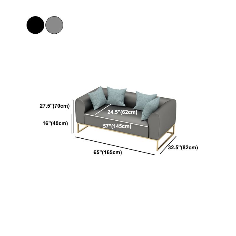 Golden Frame Sofa with Pillow Back and Tuxedo Arm for Apartment