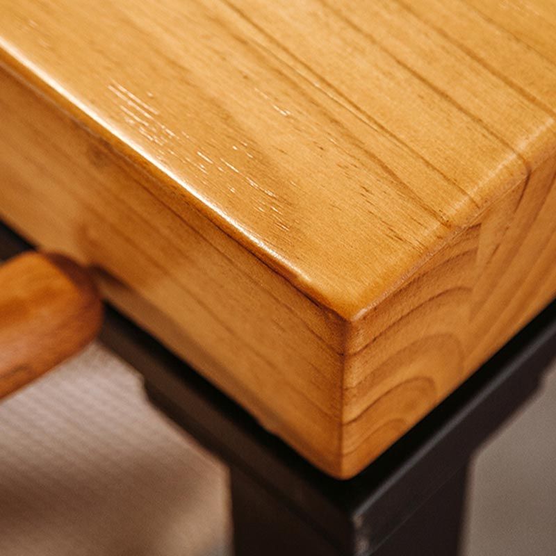 Industrial Trestle Base Dining Table Rectangle Solid Wood Dining Site Table without Chair