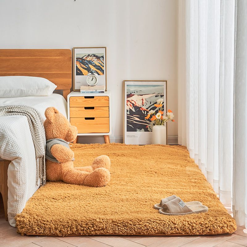 Tapis de couleur unie chic en polyester Polyester Tapis Tacon résistant aux taches pour chambre à coucher
