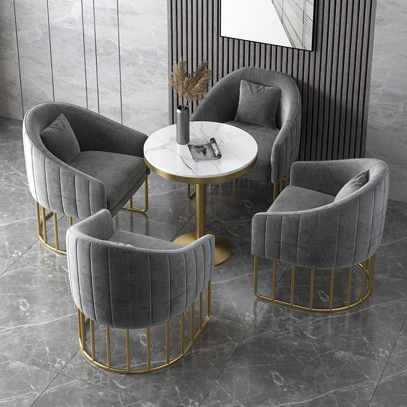 Velvet Barrel Accent Chair 27.55" Wide Arms  Included Chair with Golden Legs