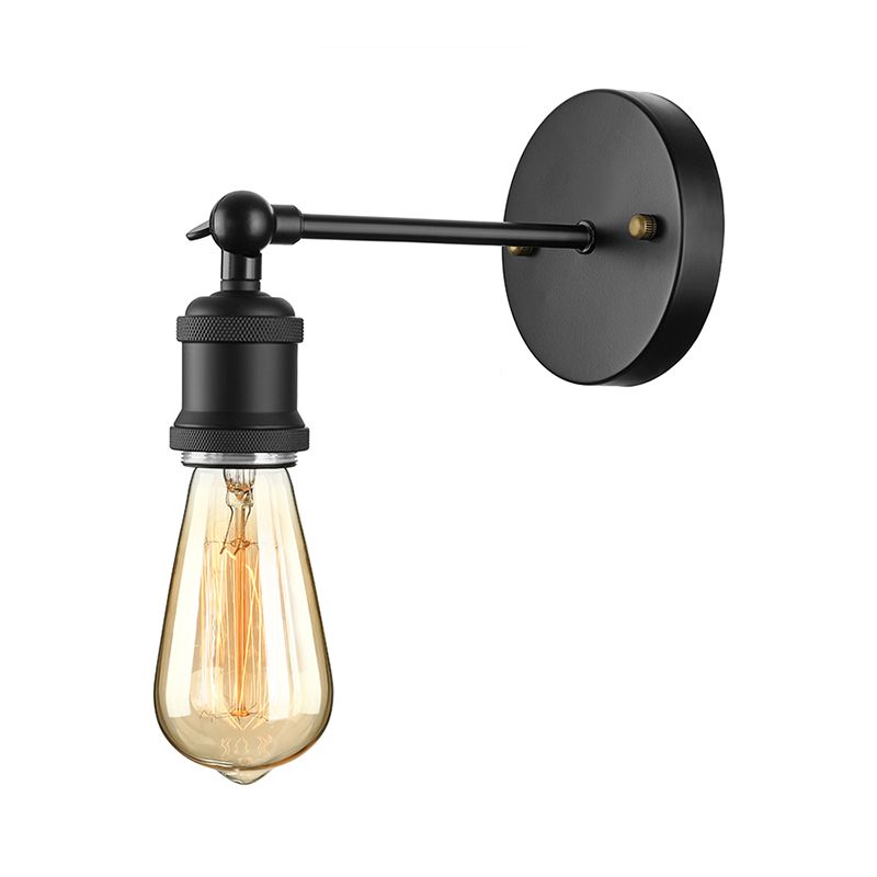 Finition noire / laiton 1 lampe à tête lampe industrielle en métal mini éclairage d'applications avec une ampoule nue pour la chambre