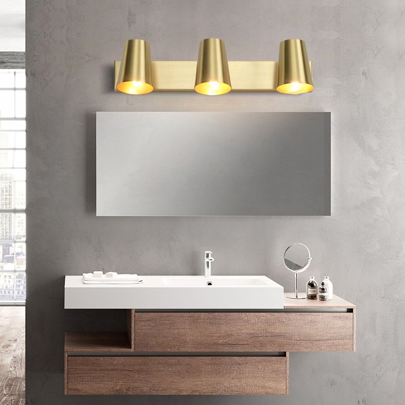 Modern Mirror Front Light Gold Vanity Light with Metal Shade for Bathroom